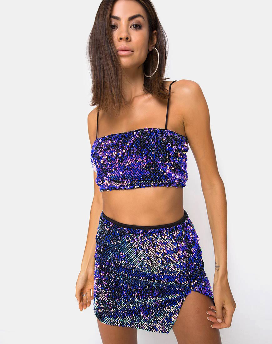 Immagine di Kylie Crop Top in velluto rosa laser