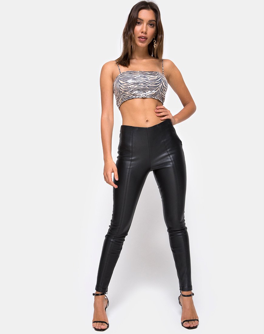 Immagine di Kylie Crop Top in tigrato con paillettes trasparenti