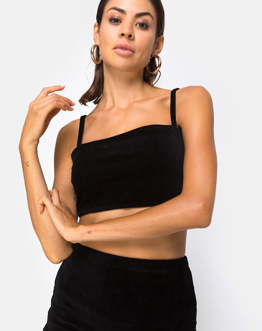 Top Kylie in velluto a coste nero