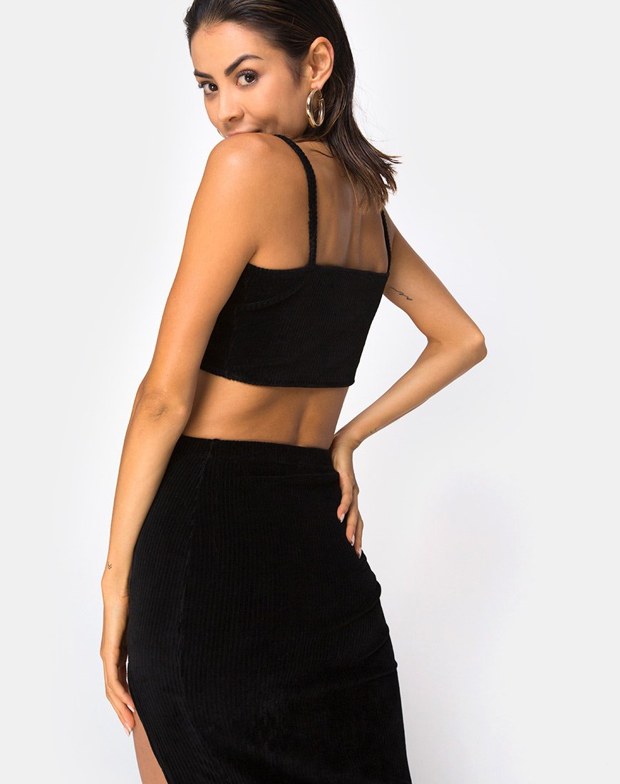 Immagine di Kylie Top in velluto a coste nero