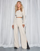 Immagine dei pantaloni Obeli con spacco laterale in costina Oatmeal