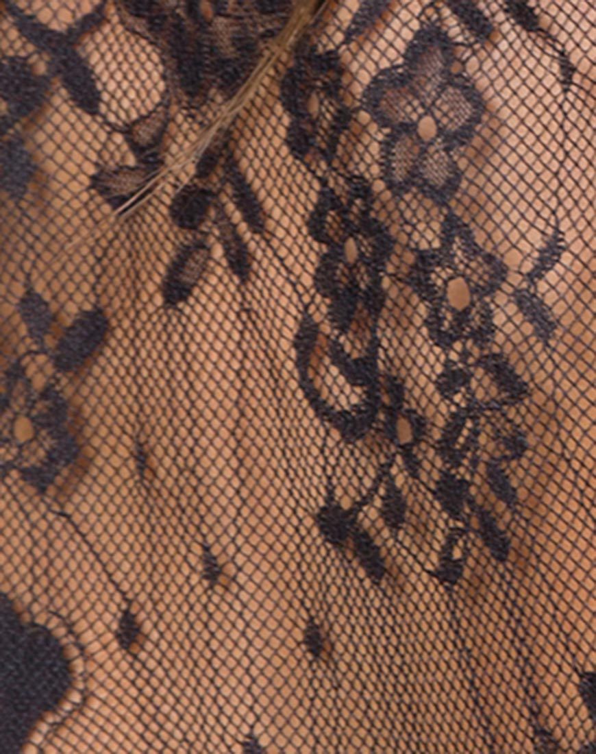 Immagine di Lahela Top a collo alto in pizzo floreale con ciglia nero
