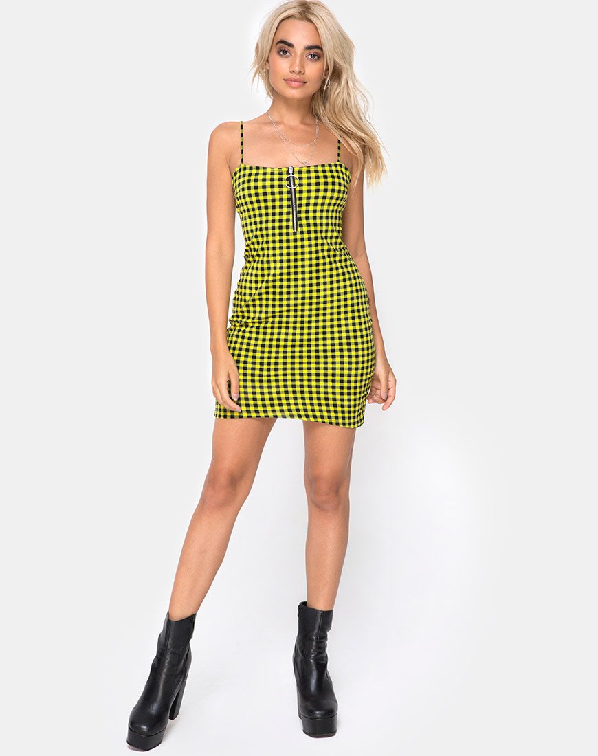Immagine di Lahzie Bodycon Dress in Medium Gingham Yellow