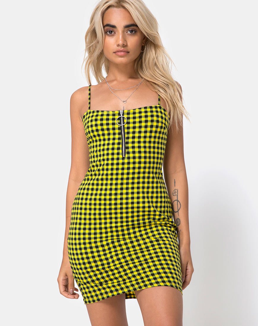 Immagine di Lahzie Bodycon Dress in Medium Gingham Yellow