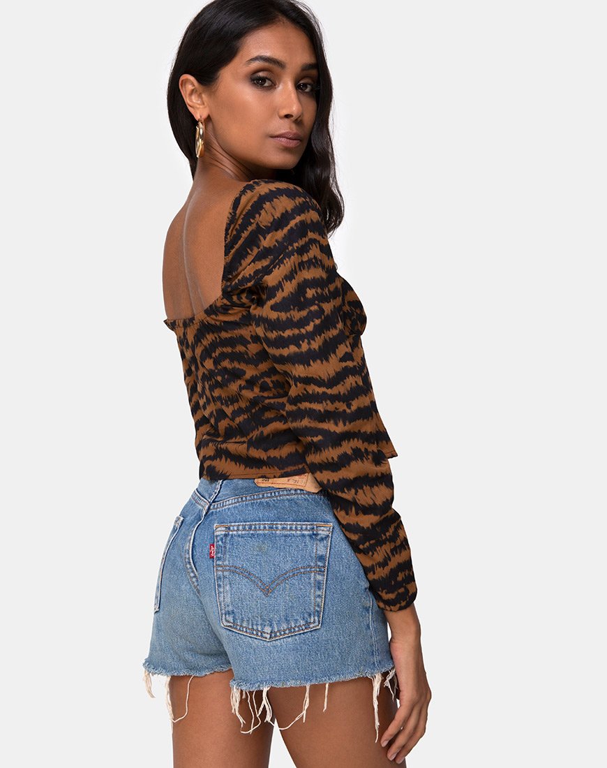 Top Lakuma in Animal Drip Brown