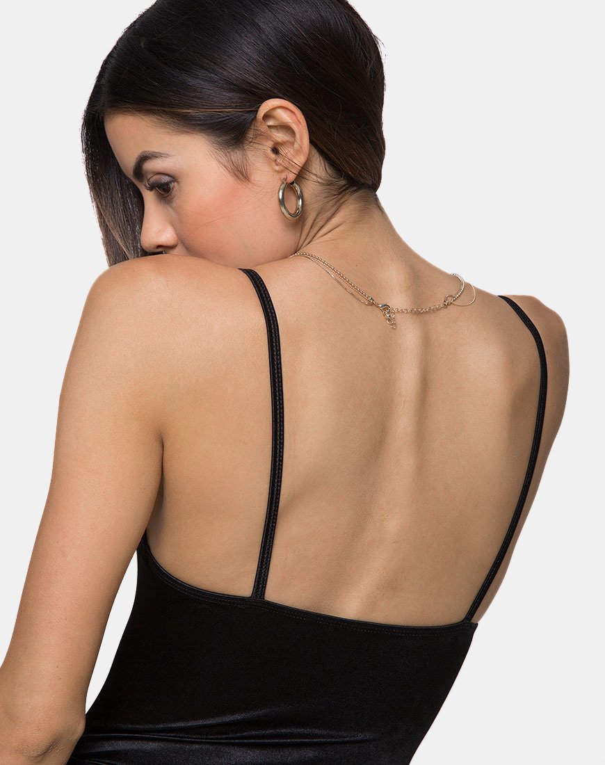 Corpetto Lalani in raso spandex nero