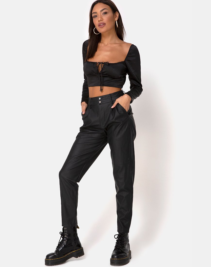 Immagine di Laman Crop Top in raso nero