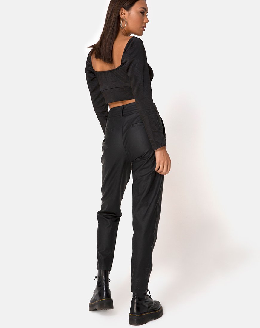 Immagine di Laman Crop Top in raso nero
