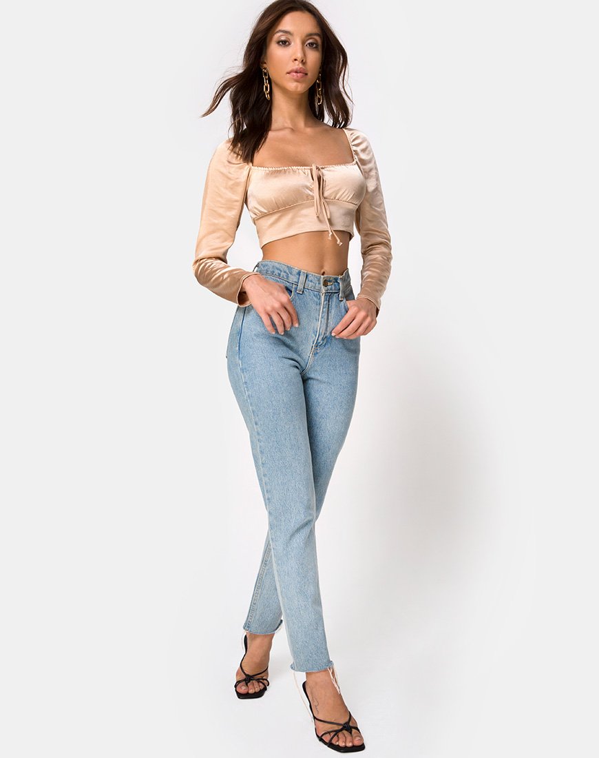 Immagine di Laman Crop Top in Satin Champagne