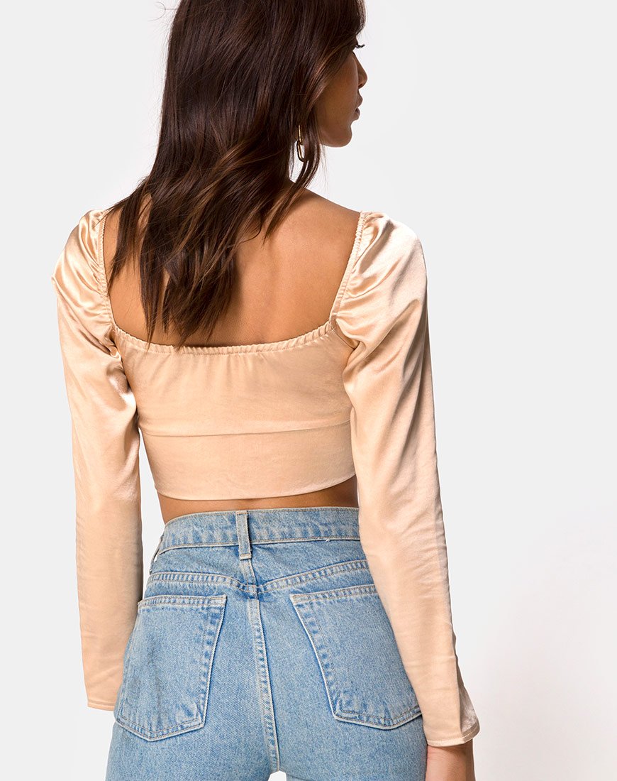 Immagine di Laman Crop Top in Satin Champagne