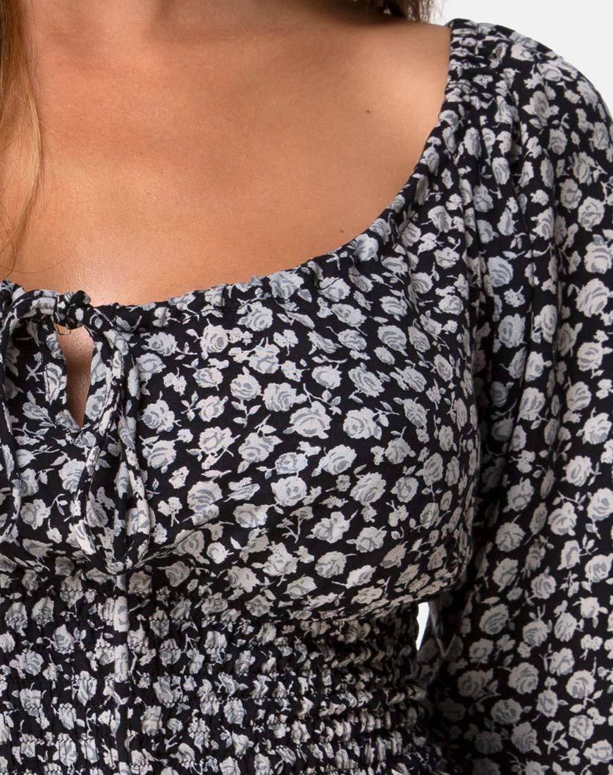 Immagine di Lancer Crop Top in Ditsy Rose Nero