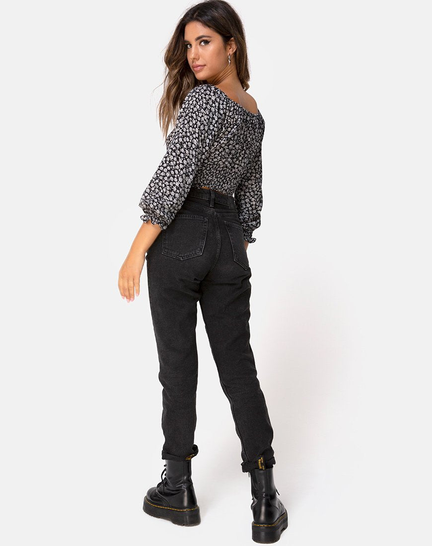 Immagine di Lancer Crop Top in Ditsy Rose Nero