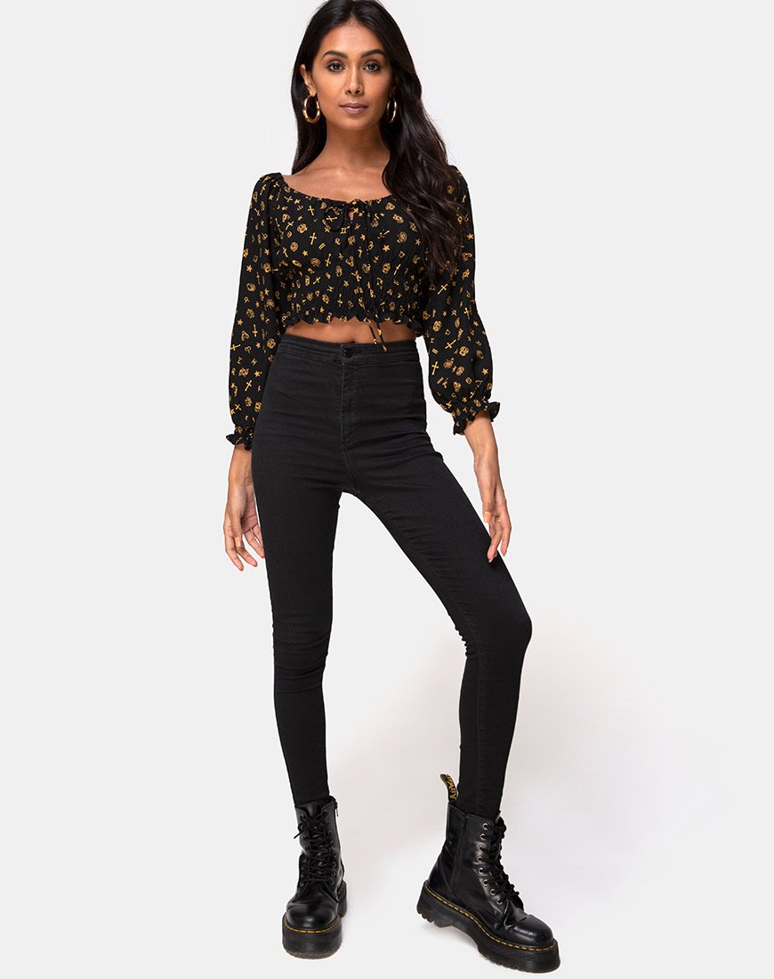 Immagine di Lancer Crop Top in Mini Astro Nero