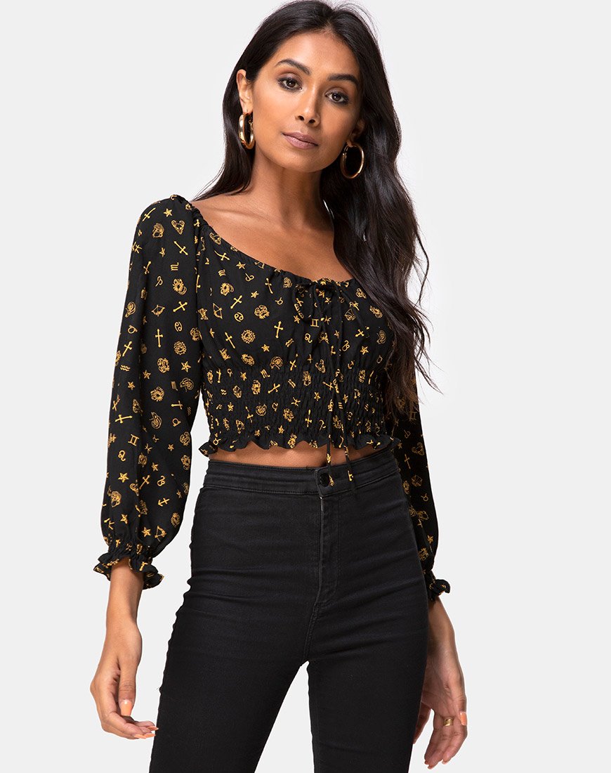 Immagine di Lancer Crop Top in Mini Astro Nero