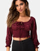 Immagine di Lancer Crop Top in raso rosa bordeaux