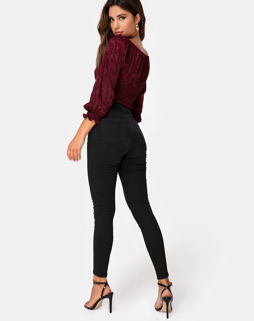 Immagine di Lancer Crop Top in raso rosa bordeaux