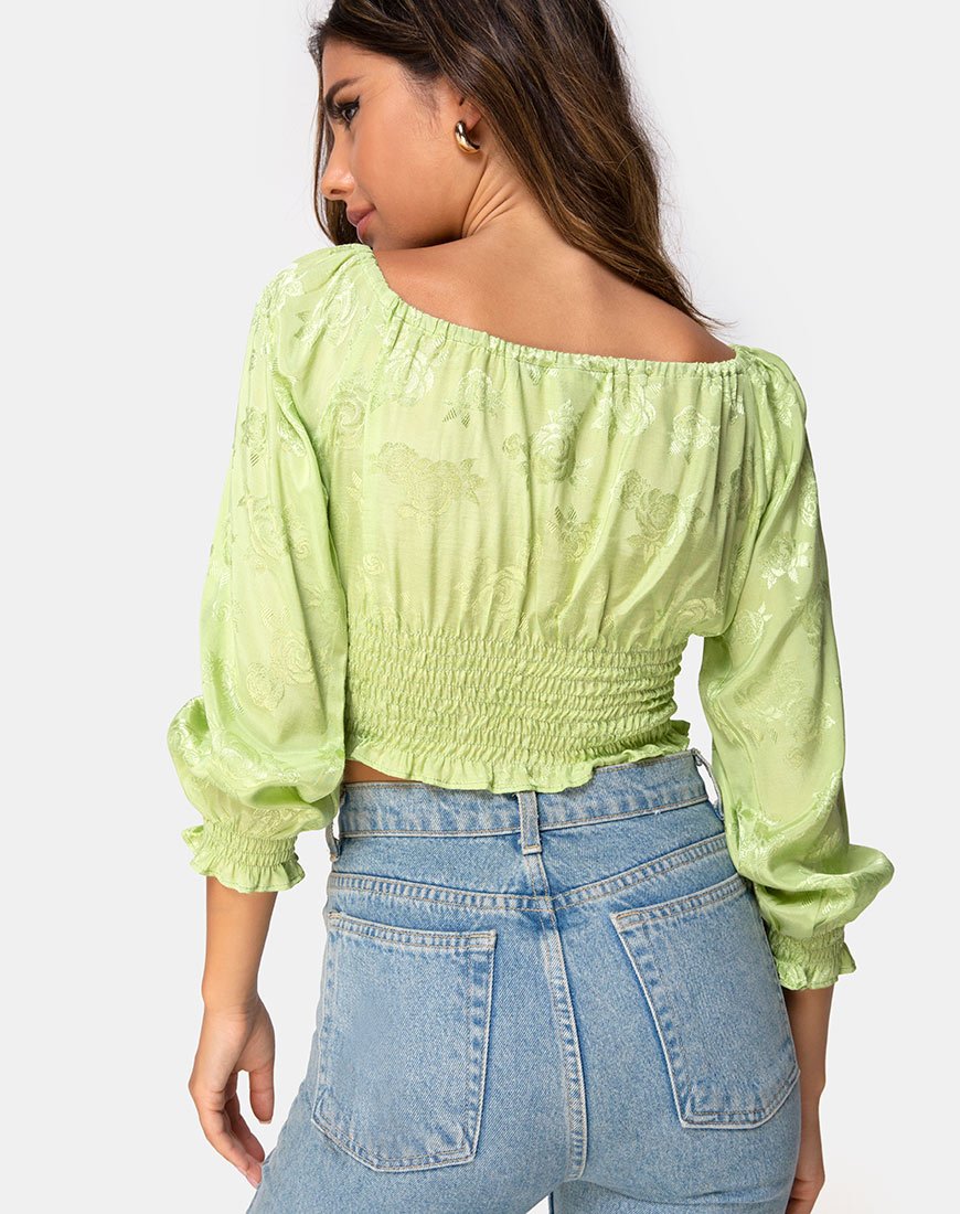 Lancer Crop Top in raso rosa lime