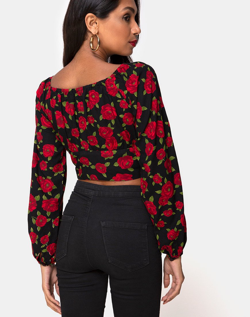Top Lancery in Roaming Rose Nero