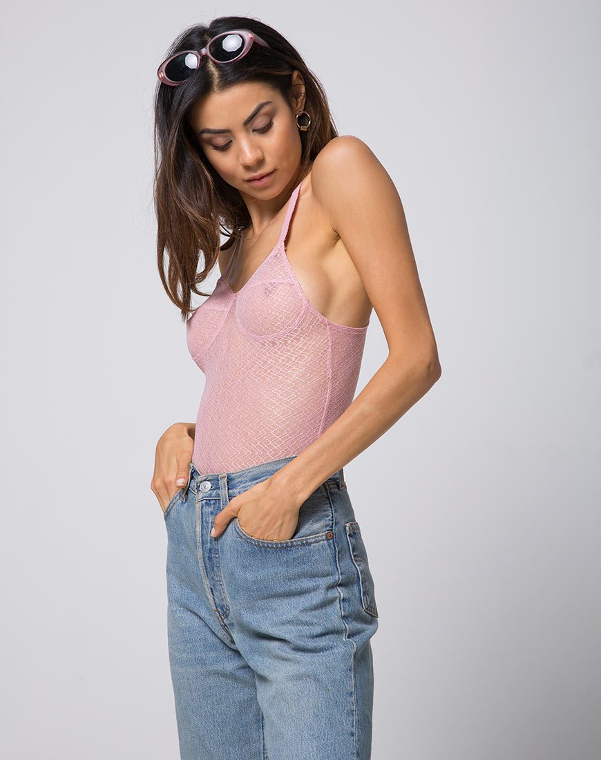 Corpetto Lanora in maglia pizzo Blush