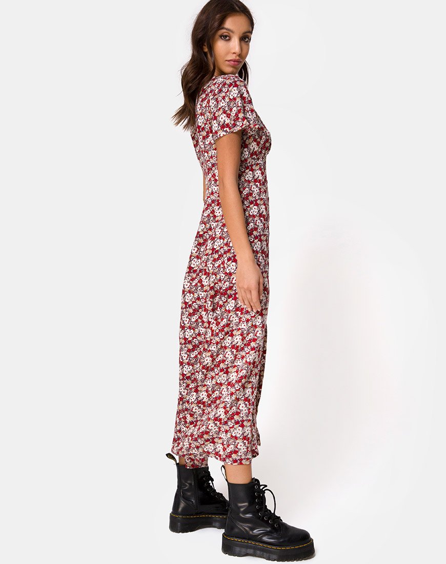 Immagine di Larin - Vestito midi con fascino floreale rosso