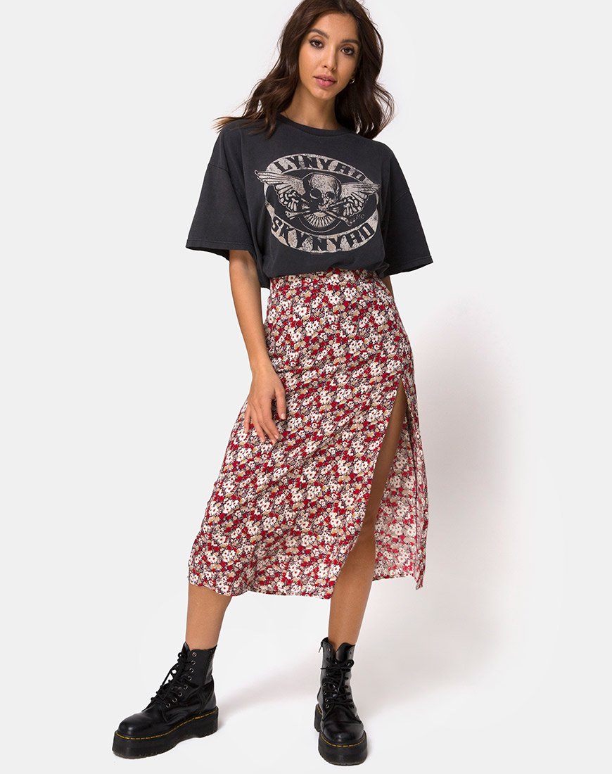 Immagine di Saika Midi Skirt in Floral Charm Red