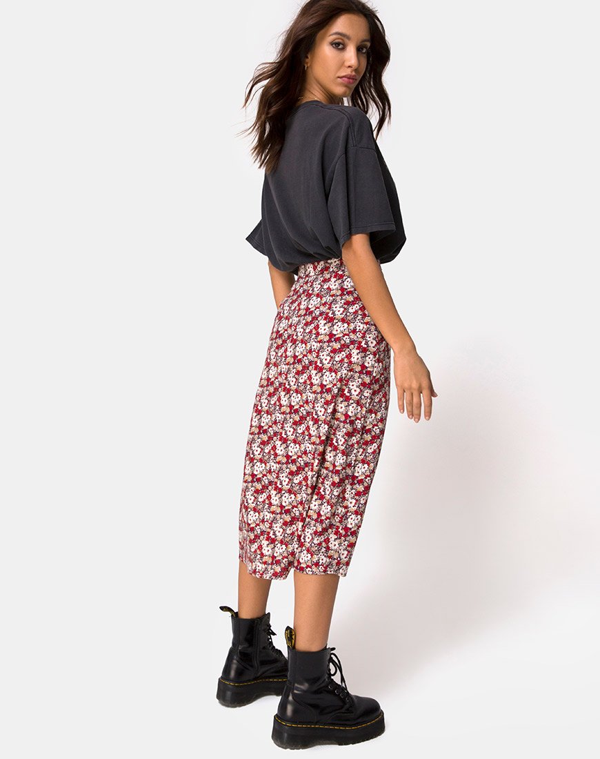 Immagine di Saika Midi Skirt in Floral Charm Red