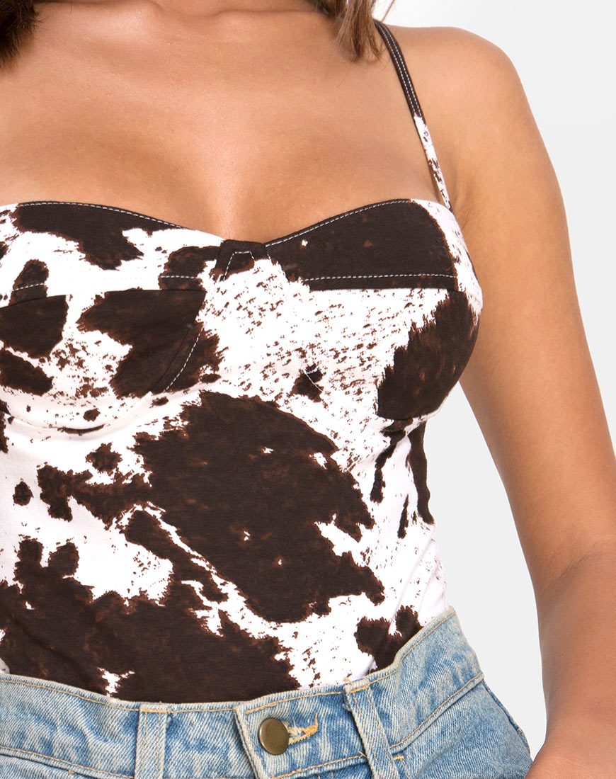 Immagine di Lanti Corpetto in pelle di mucca marrone e bianco