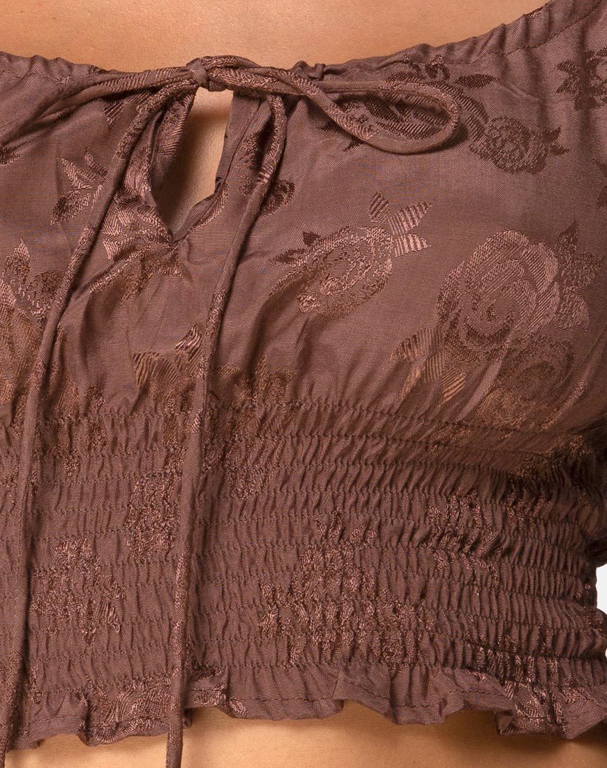 Immagine di Lancer Crop Top in raso rosa cioccolato