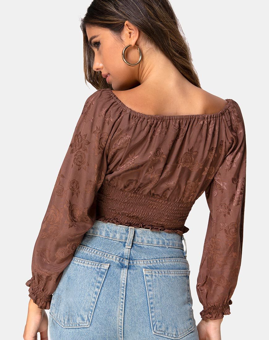 Immagine di Lancer Crop Top in raso rosa cioccolato