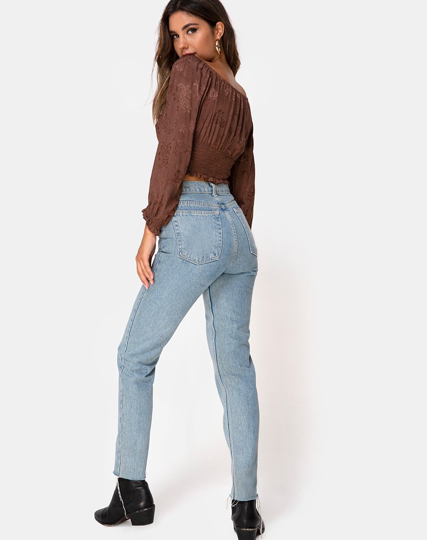 Immagine di Lancer Crop Top in raso rosa cioccolato