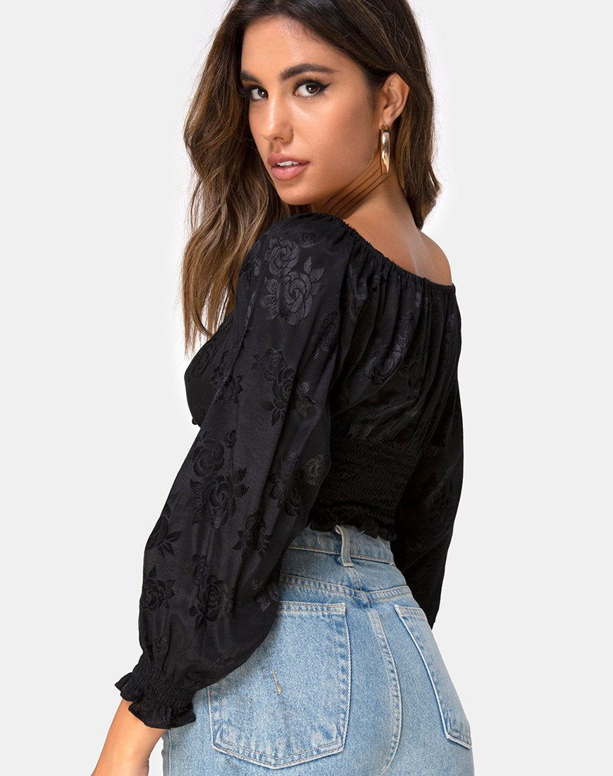 Lancer Crop Top in Satin Rose Nero