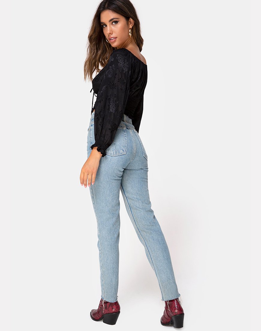 Immagine di Lancer Crop Top in Satin Rose Nero
