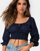 Immagine di Lancer Crop Top in Satin Rose Navy