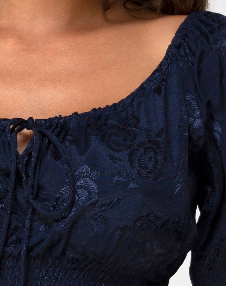 Immagine di Lancer Crop Top in Satin Rose Navy