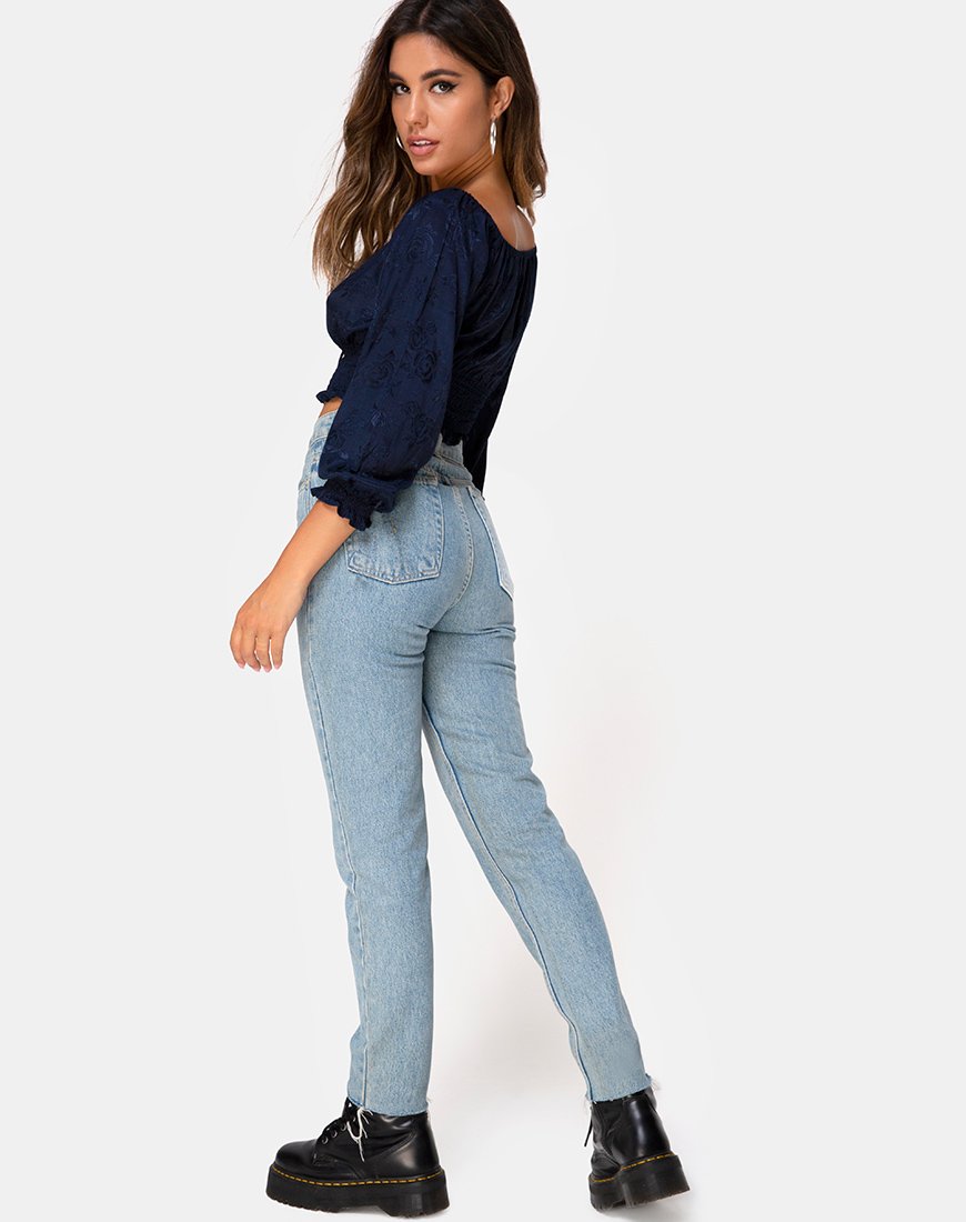 Immagine di Lancer Crop Top in Satin Rose Navy