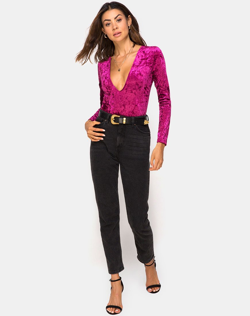 Immagine di Lao Plunge Bodice in Burgundy Crush