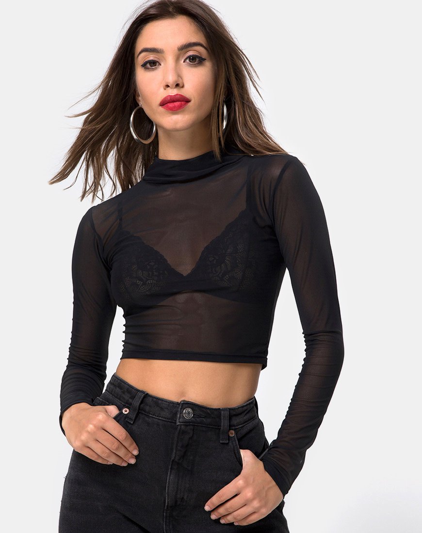 Immagine di Rhala Crop Top in rete nera