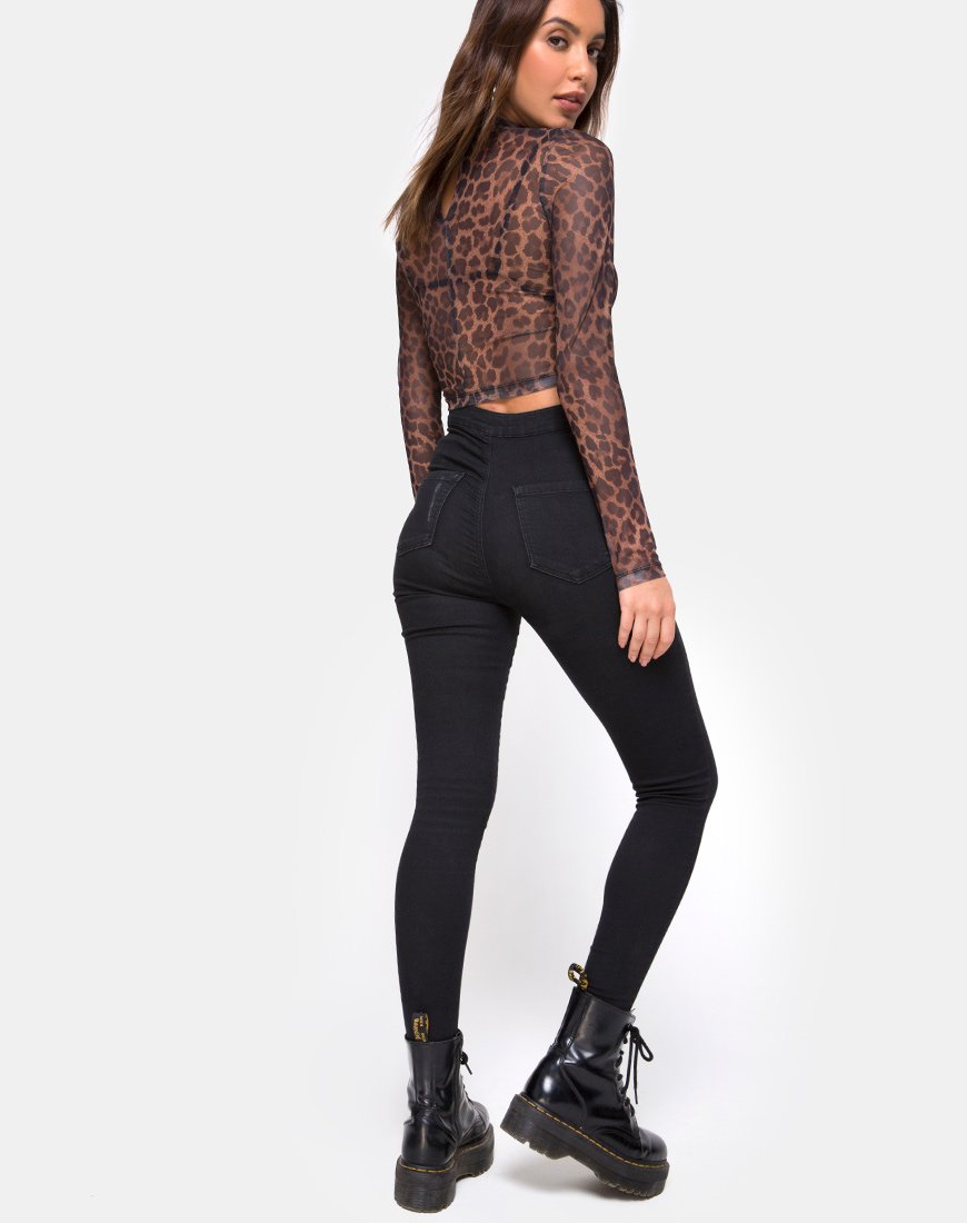 Immagine di Lara Crop Top in maglia leopardata