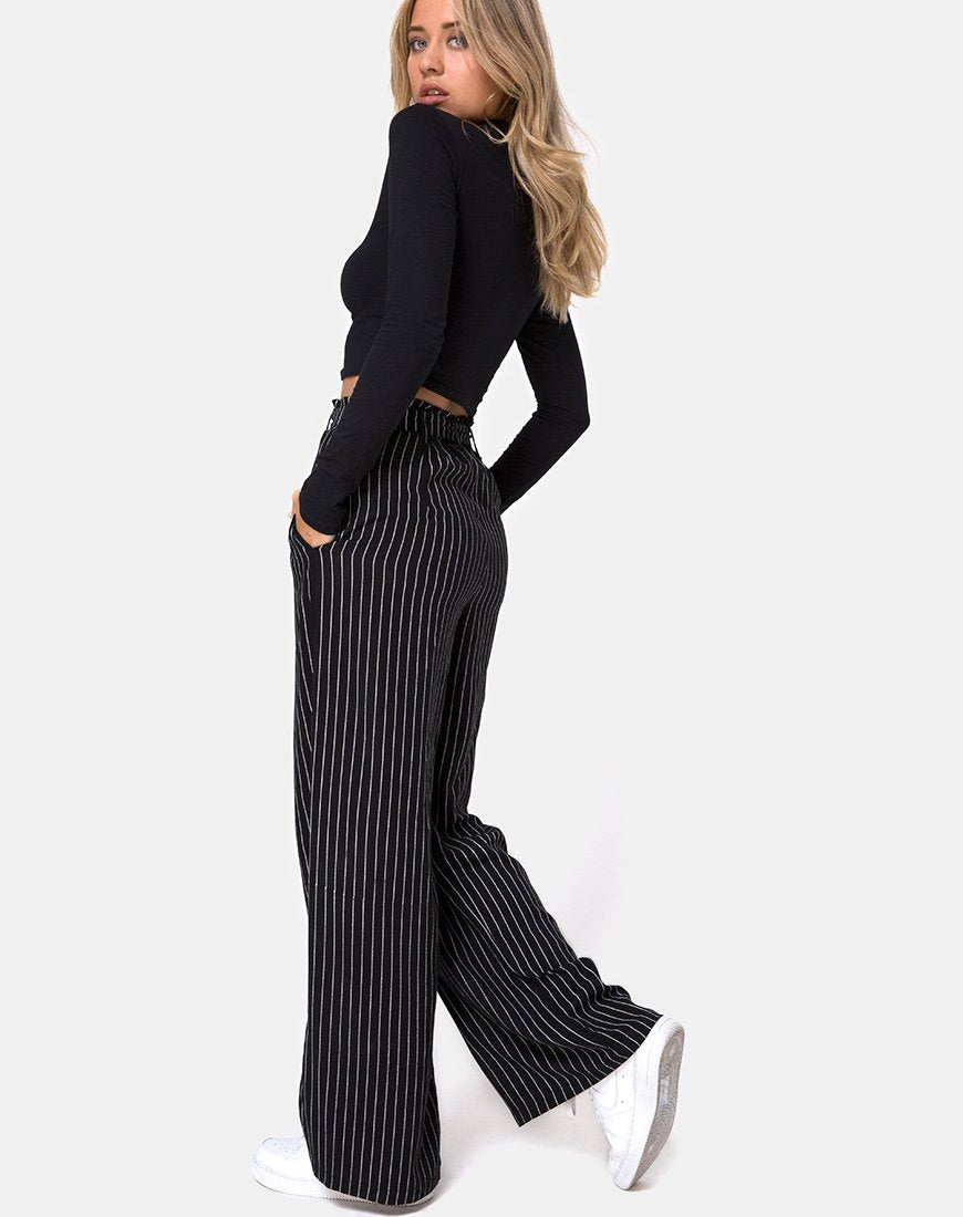 Pantaloni Majustie in gessato nero