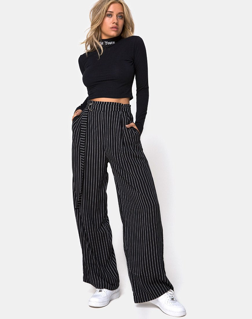 Pantaloni Majustie in gessato nero