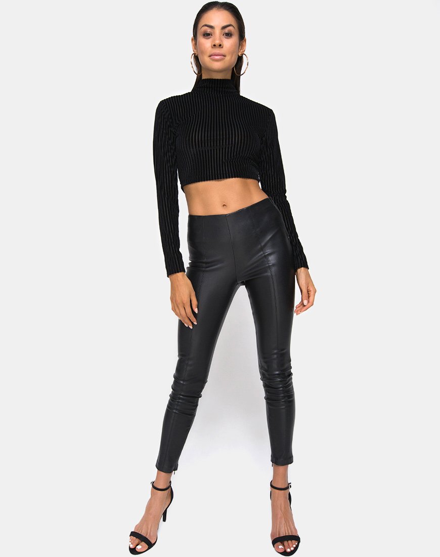 Immagine di Lara Crop Top nero a righe trasparenti