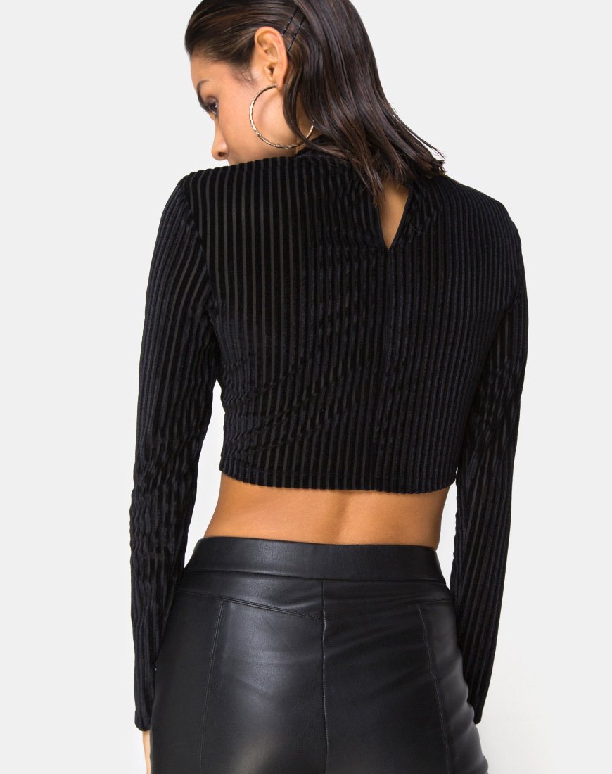 Lara Crop Top a righe trasparenti nere