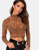 Immagine di Lara Crop Top in Animal Flock Tan Brown