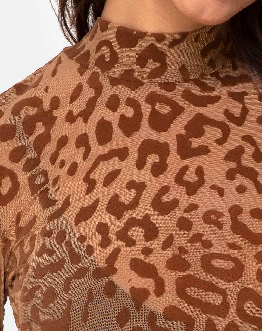 Immagine di Lara Crop Top in Animal Flock Tan Brown