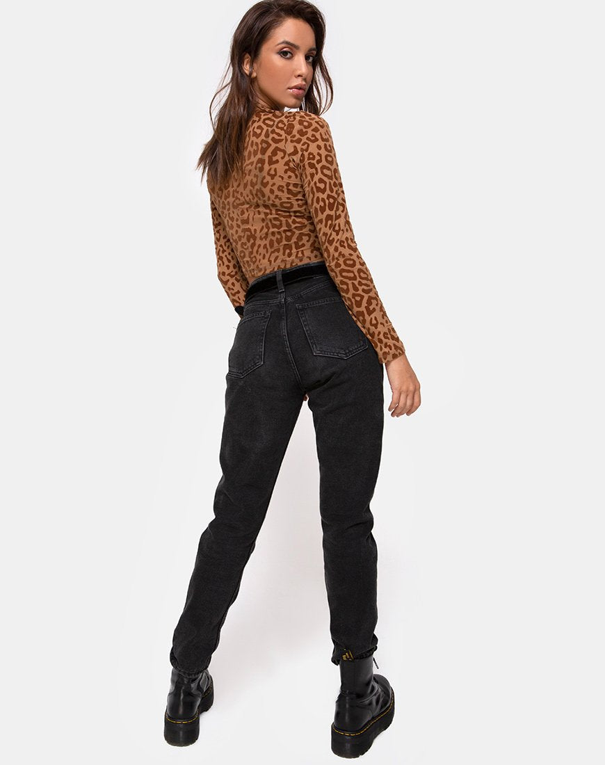 Immagine di Lara Crop Top in Animal Flock Tan Brown