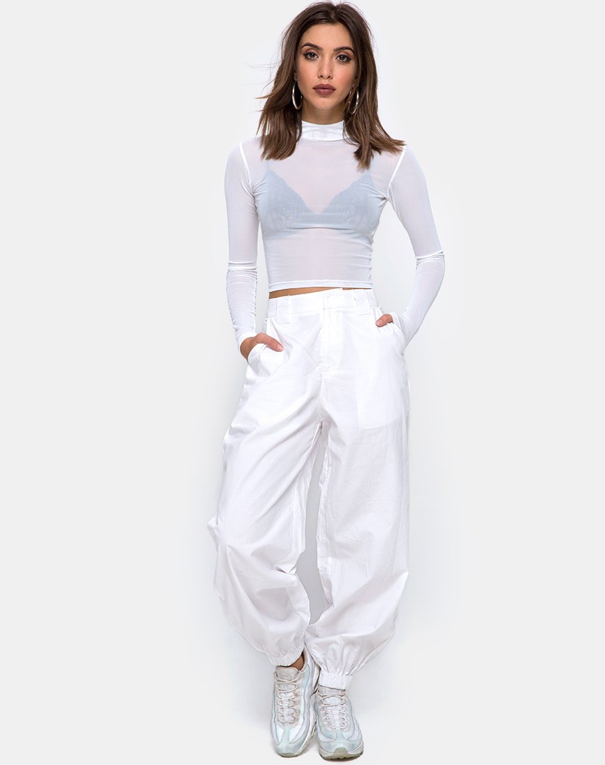 Immagine di Rhala Crop Top in rete bianca
