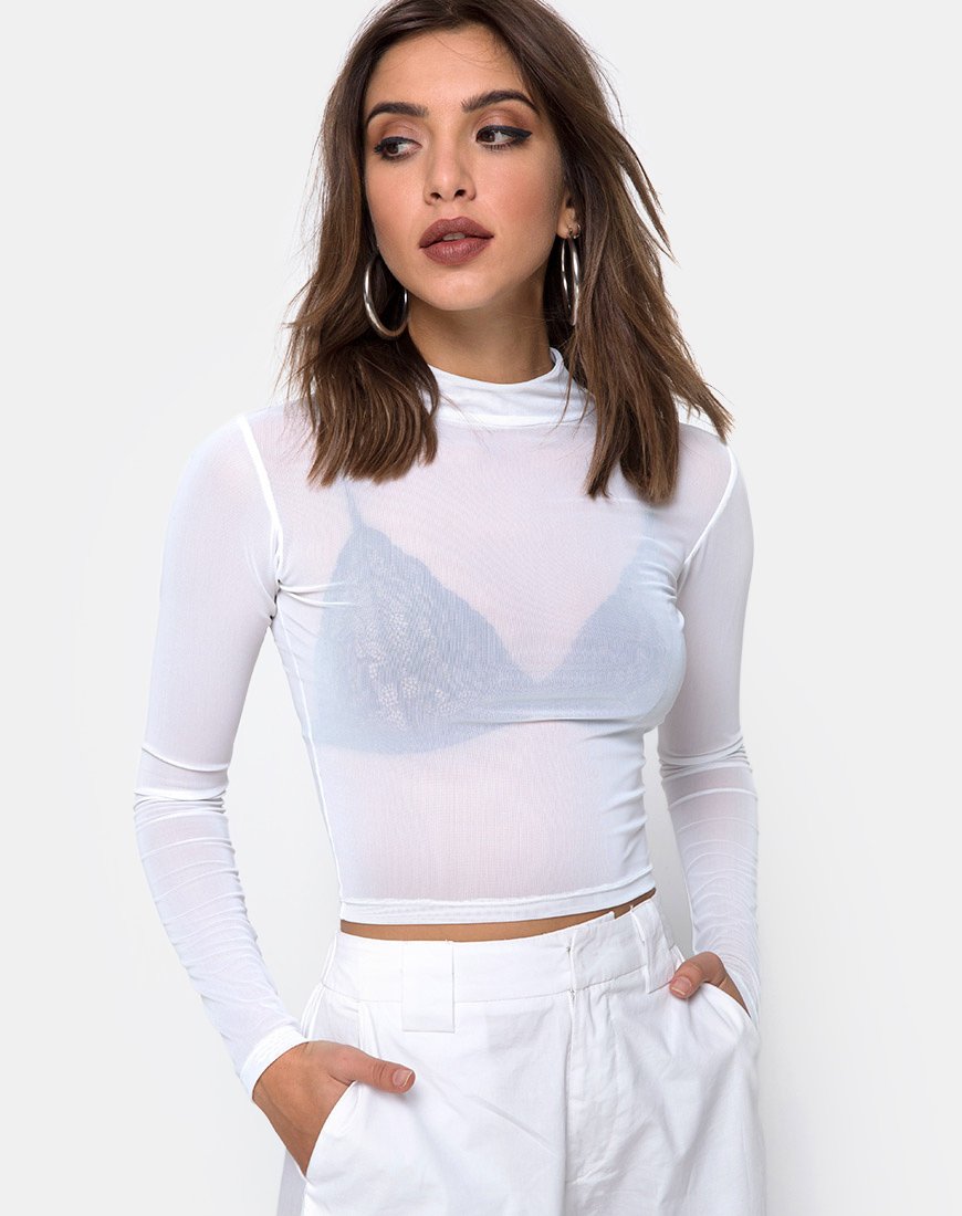 Rhala Crop Top in rete bianca