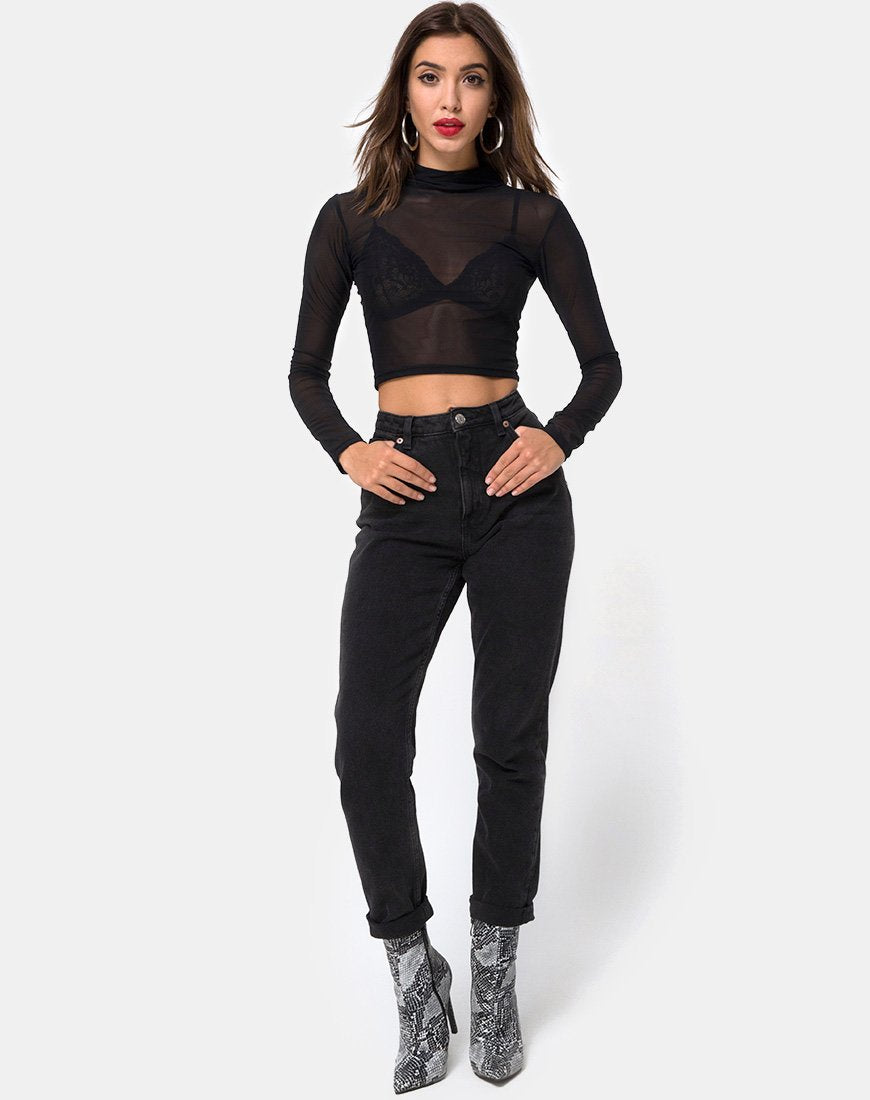 Immagine di Rhala Crop Top in rete nera