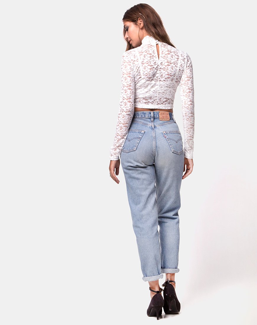 Immagine di Lara Crop Top in pizzo rosa bianco