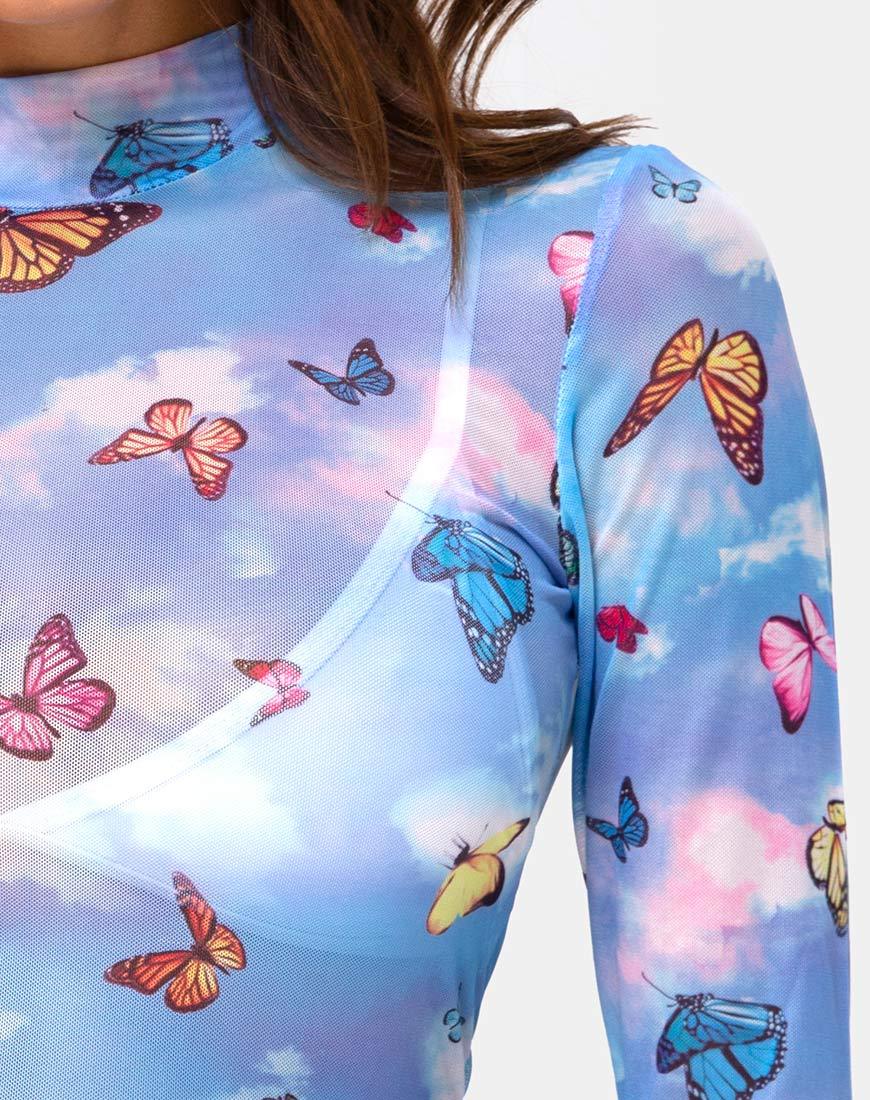 Immagine di Lara Top in maglia blu Butterfly